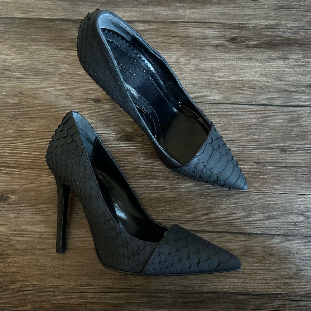 Like New AllSaints Real Python High Heel Stiletto Pump, Black, EU 38 / UK 5